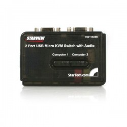 StarTech.com  2 Port Black USB KVM Switch Kit with Audio and Cables
