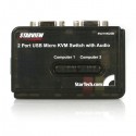 StarTech.com 2 Port Black USB KVM Switch Kit with Audio and Cables