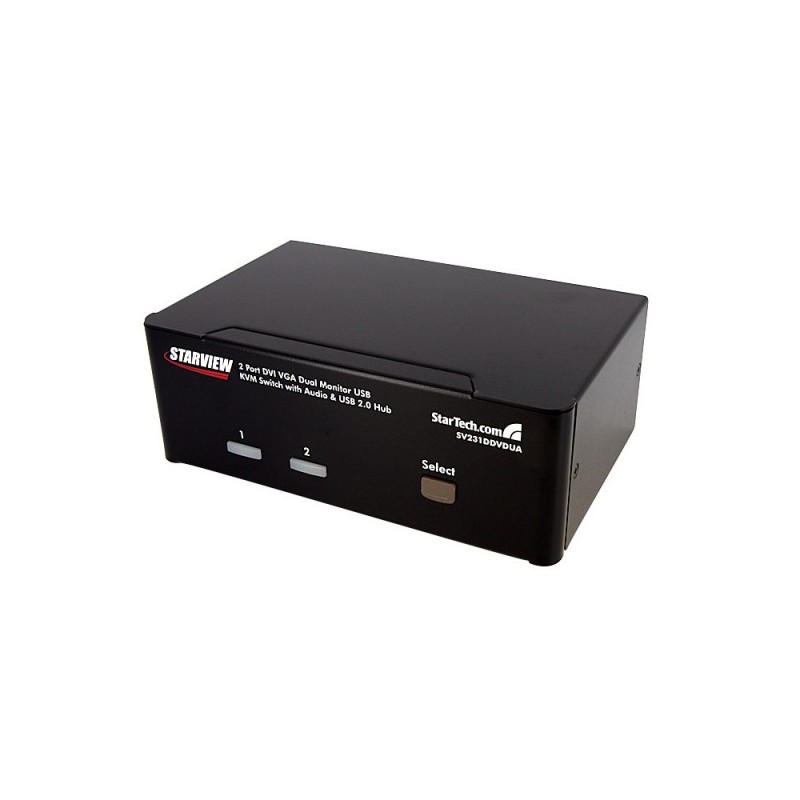 StarTech.com 2 Port DVI VGA Dual Monitor KVM Switch USB with Audio &amp;amp; USB 2.0 Hub