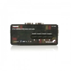 StarTech.com  4 Port Black USB KVM Switch Kit with Cables and Audio