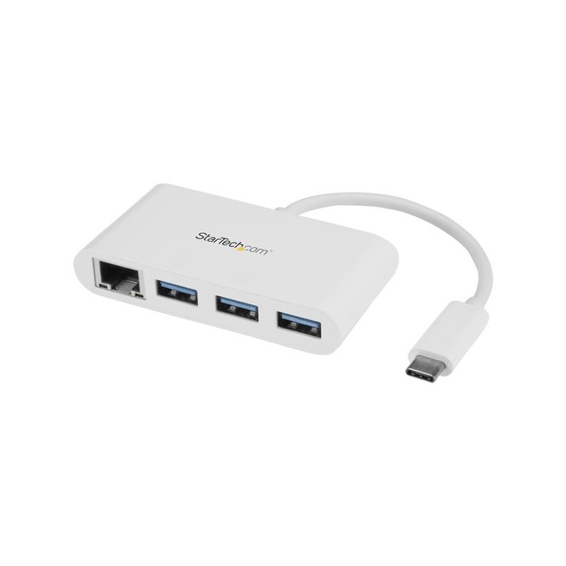 StarTech.com 3-Port USB 3.0 Hub plus Gigabit Ethernet - USB-C - White