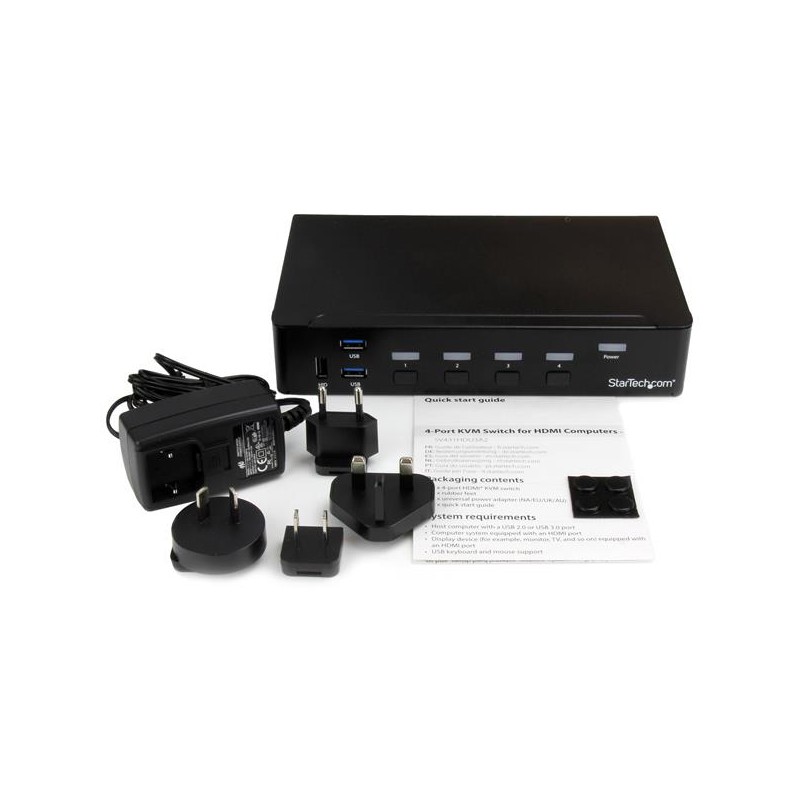 StarTech.com 4ポートHDMI KVMスイッチ(1080p) HDMI接続CPU・PCパソコン切替器 3ポートUSB 3.0ハブ 4 Port DisplayPort KVM Switch 8K 60Hz 4K 144Hz Single