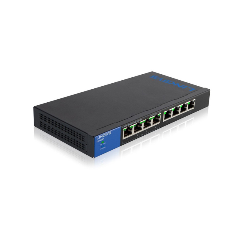 Linksys LGS108P 8-Port Desktop Gigabit PoE Switch Linksys LGS108P 8-Port Desktop Gigabit PoE Switch