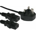 UK Mains - 2 x IEC C13 Female (Y Split) Cable - 2.5m