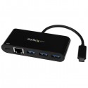 StarTech.com 3-Port USB-C Hub with Gigabit Ethernet and Power Delivery - USB-C to 3x USB-A - USB 3.0 Hub