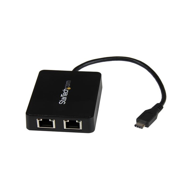 StarTech.com USB-C to Dual Gigabit Ethernet Adapter with USB (Type-A) Port