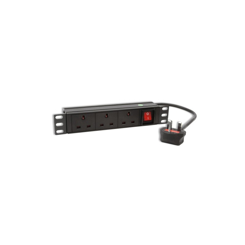 3 Way 10" UK Socket SoHo Rack PDU