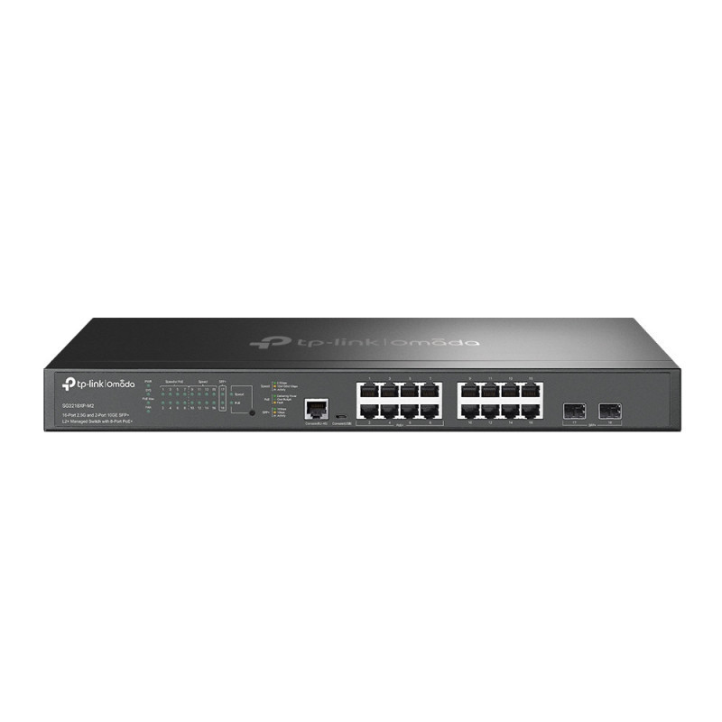 P-Link Omada 16-Port 2.5G and 2-Port 10GE SFP+ L2+ Managed Switch with 8-Port PoE+